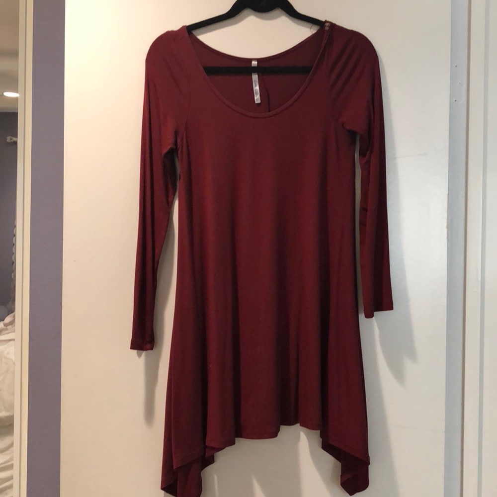 Maroon T-shirt Dress